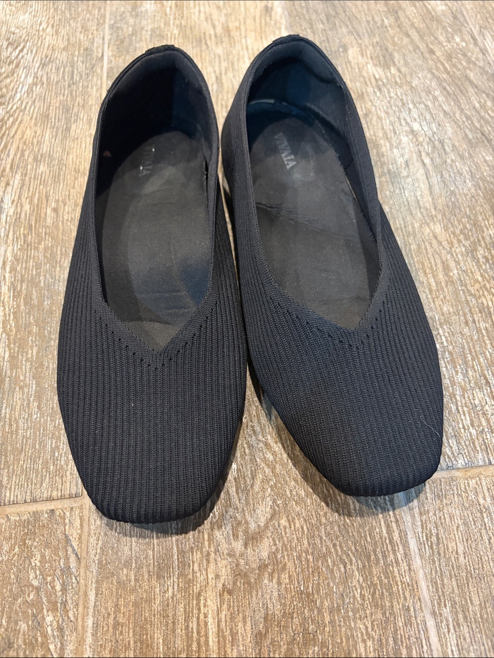 Vivaia Margot 2.0 black ribbed knit ballet flats Women’s size 41 W US 9.5 wide